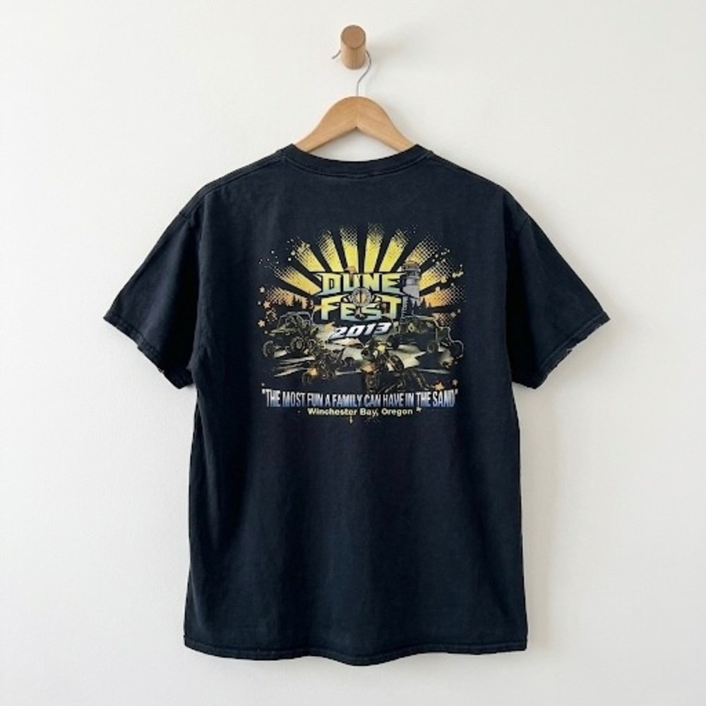 Dune Fest 2013 Shirt Black Gildan Cotton Graphic Tee Size XL Sand Dunes Buggy